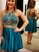 Teal  Cheap Cute Short Two Piece Homecoming Dresses Under 2018, BDY0246