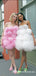 Unique Desigh Mismatched Pink & White Tulle Short Cheap Homecoming Dresses, HDS0017