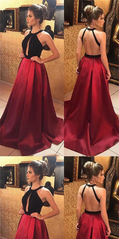 Sexy Satin Backless Open Back Floor-Length Long Prom,Evening Party Dress.PDY0240