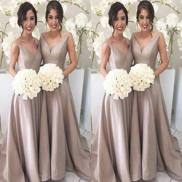 Luscious Sleeveless Silver Long A Line Taffeta Bridesmaid Dresses,Bridesmaid Gown ,WGY0146