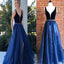 Royal Blue Graduation Dress,Sexy Slit Royal Blue Prom Dress,V-neckline Split Formal Party Dress, PDY0183
