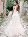 Elegant Spaghetti straps V-neck A-line Lace applique Wedding Dresses, WDY0272