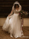 Newest Cap Sleeves A-line Beaded Tulle Gorgeous Long Cheap Wedding Dresses, TYP0097