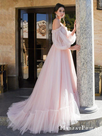 Sweetheart Elegant 3/4 Off-Shoulder Sleeves And Appliques Wedding Dresses, TYP0096