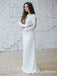 Charming Elegant Bateau Long Sleevees Sheath Wedding Dresses With Appliqued Waist, TYP0095