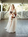New Arrival V-neck Ivory Tulle A-line Long Cheap Wedding Dresses, WDS0021