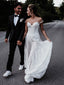 Romantic Off-The-Shoulder Lace Appliqued Long Cheap Wedding Dresses, WDS0047