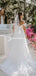 Simple Off-The-Shoulder White A-line Long Cheap Wedding Dresses, WDS0050