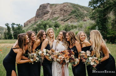 Mismatched Black Satin Long Bridesmaid Dresses, Cheap Bridesmaid Dresses, BDS0022