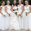 White Chiffon Simple Cap Sleeve Cheap Long Wedding Party Bridesmaid Dresses,WGY0138