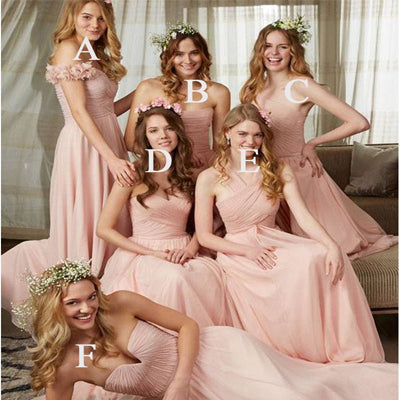 Mismatched Pink Chiffon Bridesmaid Dresses,Cheap Bridesmaid Dresses,WGY0354