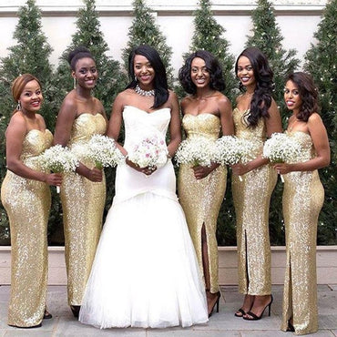 Stunning Sequin Long Sleeveless Split Bridesmaid Dresses,Bridesmaid Gown,WGY0162