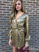 Bling A-Line V Neck Sequin Short Cocktail Party Homecoming Dresses, TYP0057