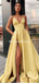 Spaghetti Straps Side Slit Satin Cheap Evening Prom Dresses, Evening Party Prom Dresses, PDS0081