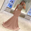 Gorgeous Two-Piece Mermaid Prom Dresses Pink Beads Sleeveless Long Evening Gowns,PDY0182